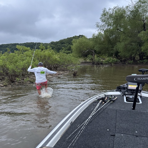 Paul retrieving a lure